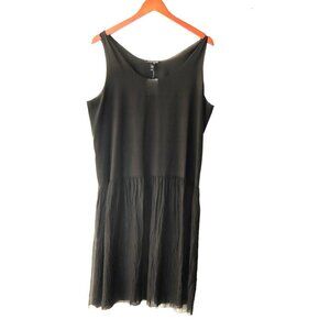 Eileen Fisher Women's Medium Black Tank Top Sleeveless Silk Crinkle Tunic Top